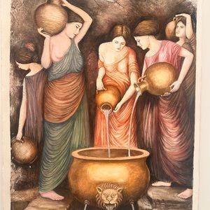 Original Watercolor Art Work by artist and poet Mohebpour. Pre-Raphaelite style
